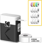 KODAK Memo Label ERA M50 Bundle - Imprimante d'Étiquettes Sans Fil + 13 Rouleaux Sticker , Bluetooth, iOS/Android, Impression en 5s, 4 Couleurs de Papier (Blanc, Rose, Jaune, Vert) - Blanc. - Neuf