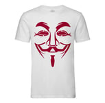 T-Shirt Homme Col Rond Visage Anonymous Rouge Hacker