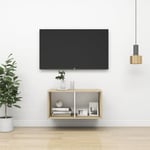 vidaXL væghængt tv-skab 37x37x72cm spånplade sonoma-eg og hvid