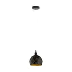 Eglo Suspension Roccafort - 1 Ampoule - Suspension Moderne - en Acier Noir et Doré - Pour Salle à Manger - avec Douille E14 - Diamètre : 17 cm