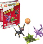 Mega Construx Pokémon Umbreon & Espeon Construction Set - Buildable & Posable Figures - Glow-In-The-Dark Moon - 122 Pieces - 5" h - Gift for Kids 6+ - HGC21