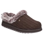 Skechers Womens Slippers Slip On Keepsakes Ice Angel Mule Faux Fur Brown UK Size