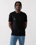 BOSS Green Tee Mirror 2 Mens Crew Neck T-Shirt with Mirror-Effect Logo - Black - Size Large