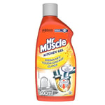 Mr Muscle Kitchen Drain Unblocker & Cleaner Gel, Dissolves Clogs, Works 3x Better Than Bleach,Safe for All Pipes, 500ml