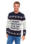 U LOOK UGLY TODAY Men's Christmas Jumpers Sweater, Ho Ho Home Alone-Blue/White, XXX-Large