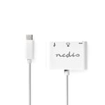 Nedis USB N Moniporttisovitin | USB 3.2 Gen 1 | USB-C™ Uros | HDMI™ Ulostulo / USB-A Naaras / USB-C™ Naaras | 5 Gbps | 0.20 m | Pyöreä | Niklattu | PVC | Valkoinen | Laatikko