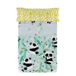 HappyFriday Moshi Moshi Panda Garden Blue Parure de lit 2 pièces pour lit de 80/90 cm