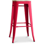 Tabouret de Bar - Design Industriel - Acier & Bois - 76cm - Stylix Rouge