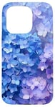 Coque pour iPhone 15 Pro Motif floral bleu hortensias