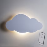 Set of 2 Battery LED Cloud Wall Lights Kids Nursery Timer & Remote by Lights4fun