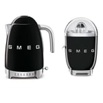 Pack SMEG Bouilloire 1.7L 7 Tasses 2400W + Presses Agrumes 70W Noir Années 50