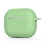 Coque de Protection en Silicone pour AirPods 3 - pour AirPods 3 [LED Avant Visible] [Charge sans Fil] Compatible avec Les AirPods 3 2021 (Oreilles avec Mousqueton, Vert Matcha)