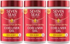 360 x Seven Seas Cod Liver & Omega-3 Fish Oil Plus Capsules, One a Day Vitamin D