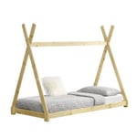 Lit de Tipi pour Enfant Onejda Bois Naturel 200 x 90 cm en.casa