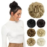 Yamel Messy Bun Hair Pieces for Women Hair Bun Extension Dark Blonde mix Ash Blonde Updo Curly Messy Bun Scrunchie