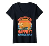 Womens Sloths Make Me The Happiest You Not Much - Funny Sarcasm V-Neck T-Shirt