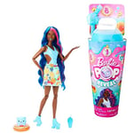 Barbie Pop Reveal Série Fruit,Poupée Aux Cheveux Bleus Changeant De Couleur, Édition Parfumée Pastèque, 8 Surprises Incluses Dont du Slime Et Un Chiot, Jouet pour Enfant de 3 Ans et Plus, HNW42