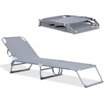 Foldable Reclining Sun Lounger - Adjustable Backrest & Leg Rests