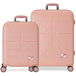 Pepe Jeans Carina Rose Valise Set 55/70 cm ABS Rigide Fermeture TSA Intégrée 116L 7.54 kg 4 Double Roues Bagage à Main