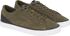 Tommy Hilfiger Men Trainers Core Low Suede Shoes Vulcanised, Green (Army Green), 6.5 UK