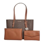 Michael Kors Charlotte Large 3-in-1 Tote Crossbody Handbag Leather, Brown Signature