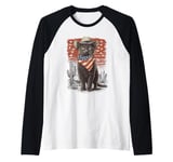 Black Cat in Cowboy Boots Raglan Baseball Tee