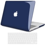 TECOOL Coque Compatible avec Ancien MacBook Pro 13 Pouces Retina 2015 2014 2013 Fin 2012 (A1502 A1425), Coque Rigide en Plastique Fine et Protection Clavier (UE AZERTY), Cristal Bleu Marine