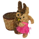 Amosfun Seagrass Gift Basket Couple Rabbit Woven Wicker Baskets Plant Pot Basket Small Flower Basket for Jewellery Toy Wedding Decoration
