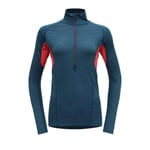 Devold Running Merino 130 Zip Neck Løpetrøye Dame Flood, M