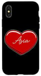 Coque pour iPhone X/XS Cœur Asie dessiné à la main - Prénom Cœurs I Love Asia