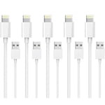 5-Pack 1M Lightning laddare iPhone 14/13/12/11/ Xs/Max/X/8/7/6