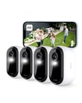 Arlo Essential 2 HD, Caméra de Surveillance WiFi Extérieure Sans Fil, Autonomie de 6 mois, Vision Nocturne Couleur, Éclairage, Sirène et Audio Bidirectionnel, Essai Arlo Secure Inclus, 4 Caméras Blanc