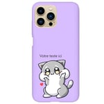 Coque violet Iphone 14 PRO chat kawaii