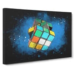 The Rubik Cube Paint Splash Canvas Print for Living Room Bedroom Home Office Décor, Wall Art Picture Ready to Hang, 30 x 20 Inch (76 x 50 cm)