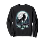 Call of the Wild Howling Wolf Under Full Moon Sweatshirt