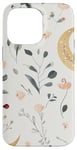 iPhone 14 Pro Max Whimsical Boho Watercolor Wildflowers Moon Insects Design Case