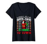 Womens Santa Claus Is Coming To Town Christmas V-Neck T-Shirt