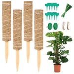 Vicloon Tuteur Plante, 4pcs Tuteur Coco, 30cm Grimpante Pliable pour Plante Monstera Extension et Support pour Maison Jardin de Support de Plante