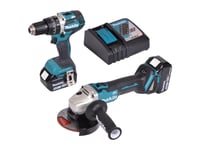 Makita Dlx2210tj1, Cordless Angle Grinder, Trådløs Kombidrill, Sort, Blå, 30 Nm, 2000 Rpm, 30000 Bpm, 1,5 Mm