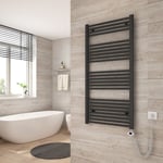 Sèche Serviette électrique 120 x 60 cm, Anthracite Tubes Ronds Radiateur Mural Salle de Bain avec Timing Elément de Chauffage Electrique - Heilmetz