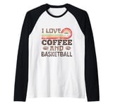 I love Coffee and Basketball Cute Kawaii Raglan Baseball Tee