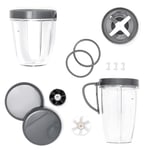 Axer Lot de 14 pièces de rechange compatibles avec Nutribullet 600 W et 900 W – Gobelet à smoothie avec couvercle (680 ml/511 ml) et joint de couvercle Joints Coussinets de mixage Lame et engrenages