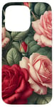 Coque pour iPhone 15 Pro Max Motif floral rose, style botanique bohème, roses d'amour