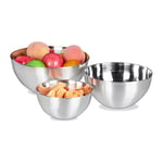 Relaxdays 10024732 Set 3 mélangeurs en INOX, Cuisine Saladier, Bol différentes Tailles Accessoire empilable, argenté