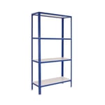 Homeclick Étagère sans vis avec plateaux en bois 4 étagères Bleu/Blanc Simonrack 1600 x 1000 x 300 mm - Étagère pour maison - Étagère pour enfants 150 kg de capacité par étagère