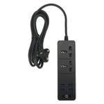 Power Strip PC kupari palosuojattu 2 Universal 4 USB Interface Strip Hub 2 m kaapelilla musta UK Plug 110?250V