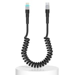 Cable Usb C Vers Lightning Spirale, Compatible Apple Carplay Et Certifié Mfi, Câble Lightning Usb C De Voiture Avec Transmission De Données Et Led, Chargeur Usb Rétractable Iphone Pour Iphon[X1018]