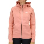 Nike Women W Nsw Essntl Hoodie Fz Flc Sweatshirt - Pink Quartz/White, Large