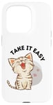 iPhone 15 Pro Take it easy with cute cat and cat paws design Case