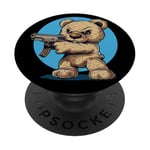 Costume d'ours en peluche pistolet amusant pour homme et femme PopSockets PopGrip Adhésif